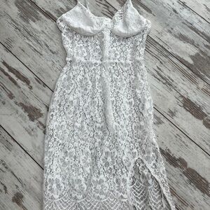 NaaNaa White Floral Slip Dress Womens Small Adjustable Straps Zipper Back
